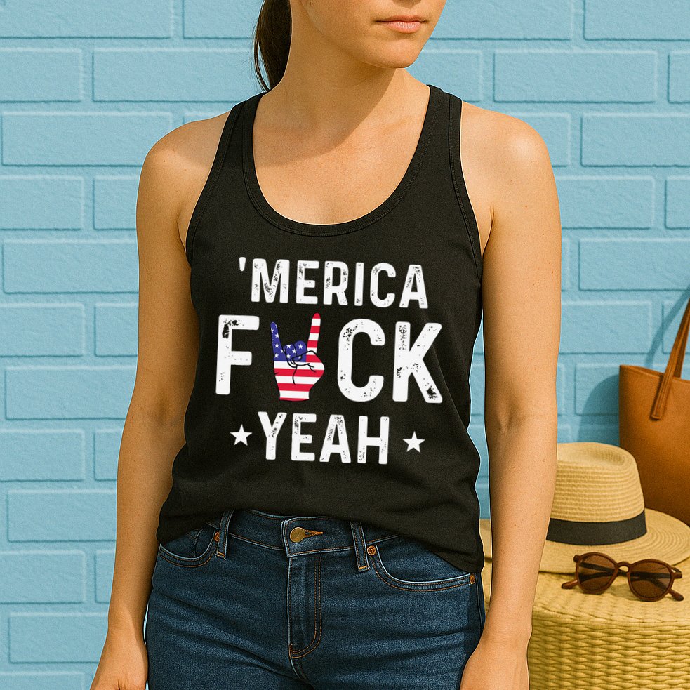 Funny Merica Fuck Yeah 4th Of July Womens Tank Top