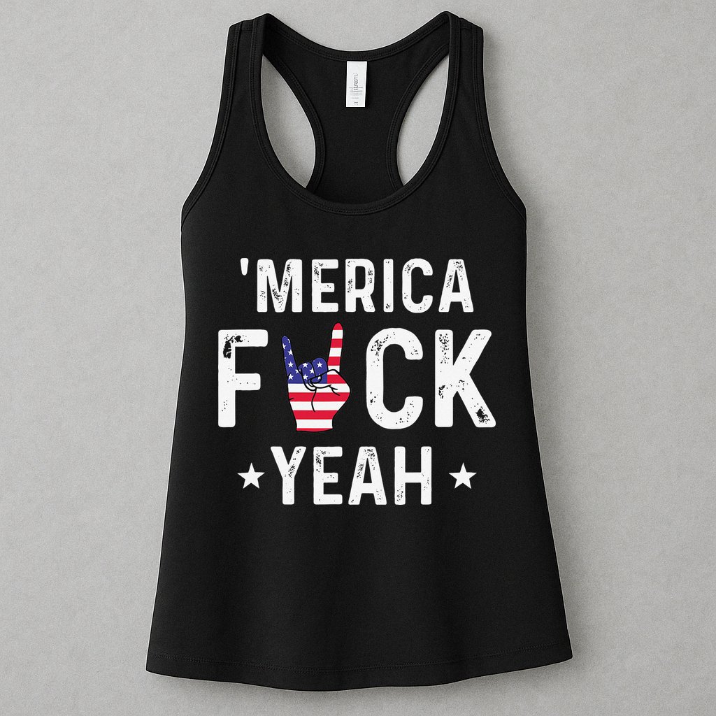 Funny Merica Fuck Yeah 4th Of July Womens Tank Top
