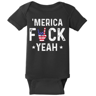 Funny Merica Fuck Yeah 4th Of July Baby Bodysuit