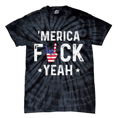 Funny Merica Fuck Yeah 4th Of July Tie-Dye T-Shirt