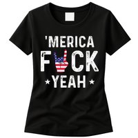 Funny Merica Fuck Yeah 4th Of July Womens T-Shirt