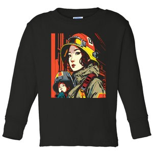 Firefighter Mom Firewoman Mother Mother's Day Gift Toddler Long Sleeve Shirt