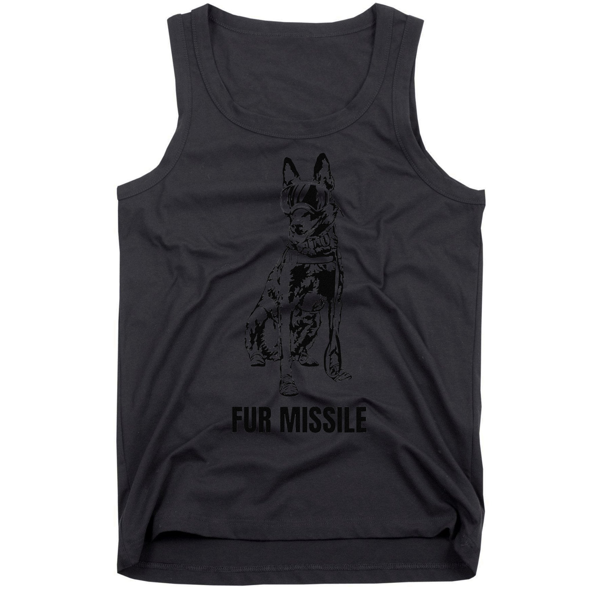 Fur Missile Funny Black Belgian Malinois Dog Tank Top