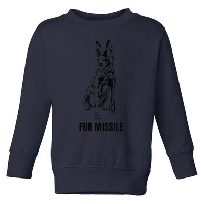 Fur Missile Funny Black Belgian Malinois Dog Toddler Sweatshirt