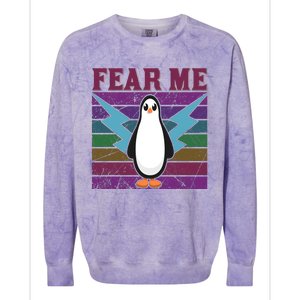 Fear Me Funny Penguin Colorblast Crewneck Sweatshirt