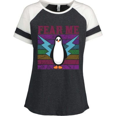 Fear Me Funny Penguin Enza Ladies Jersey Colorblock Tee