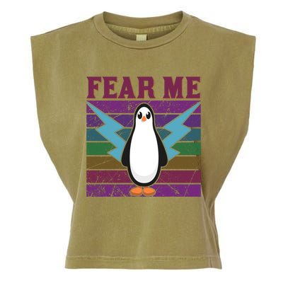 Fear Me Funny Penguin Garment-Dyed Women's Muscle Tee