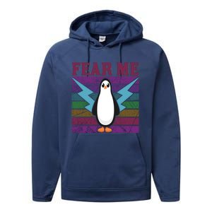 Fear Me Funny Penguin Performance Fleece Hoodie