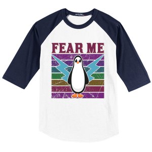 Fear Me Funny Penguin Baseball Sleeve Shirt