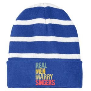 Funny Marriage Funny Gift Real Marry Singers Groom Meaningful Gift Striped Beanie with Solid Band