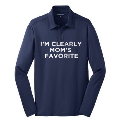 funny moms favorite,i'm clearly mom's favorite Silk Touch Performance Long Sleeve Polo