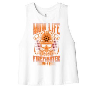 Fire Mother Firefighter Mom Tee Hero Mothers Day Gift Women's Racerback Cropped Tank