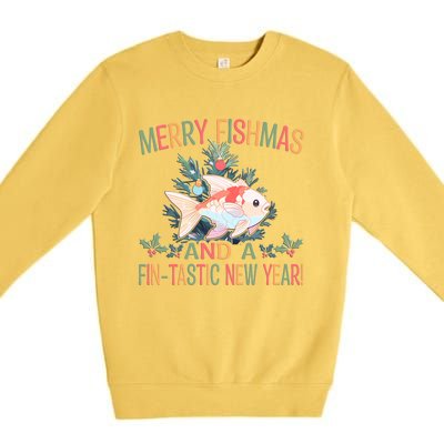 Fishing Merry Fishmas And A Fintastic New Year Gift Premium Crewneck Sweatshirt