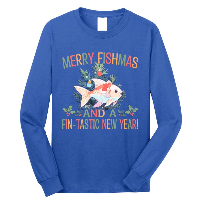 Fishing Merry Fishmas And A Fintastic New Year Gift Long Sleeve Shirt