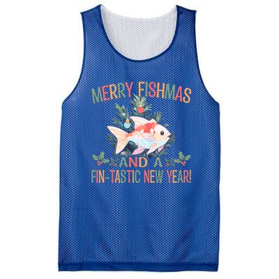 Fishing Merry Fishmas And A Fintastic New Year Gift Mesh Reversible Basketball Jersey Tank