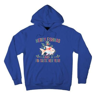 Fishing Merry Fishmas And A Fintastic New Year Gift Tall Hoodie