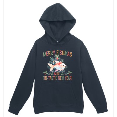 Fishing Merry Fishmas And A Fintastic New Year Gift Urban Pullover Hoodie