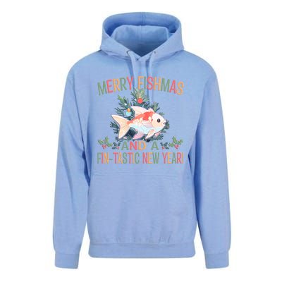 Fishing Merry Fishmas And A Fintastic New Year Gift Unisex Surf Hoodie