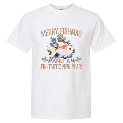 Fishing Merry Fishmas And A Fintastic New Year Gift Garment-Dyed Heavyweight T-Shirt