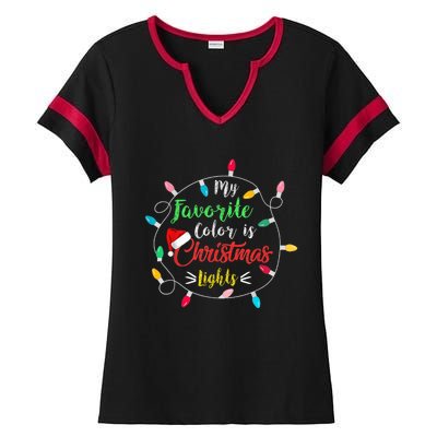 Funny My Favorite Color Is Christmas Lights Ladies Halftime Notch Neck Tee