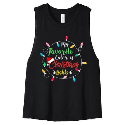 Funny My Favorite Color Is Christmas Lights Women's Racerback Cropped Tank