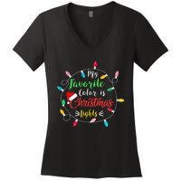 Funny My Favorite Color Is Christmas Lights Women's V-Neck T-Shirt