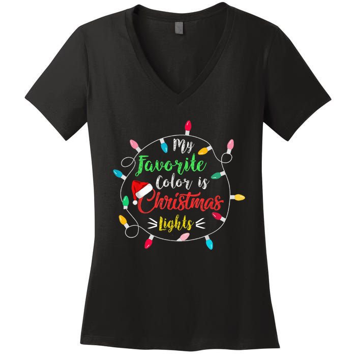 Funny My Favorite Color Is Christmas Lights Women's V-Neck T-Shirt