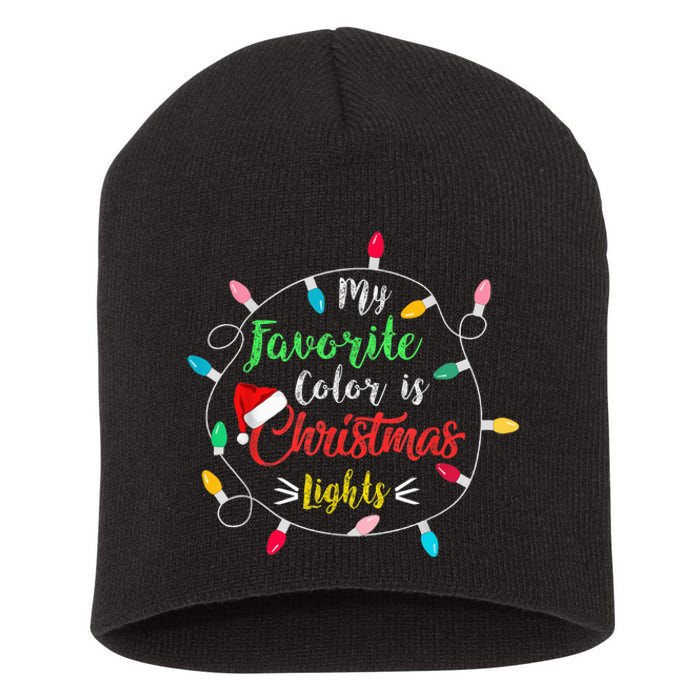 Funny My Favorite Color Is Christmas Lights Short Acrylic Beanie