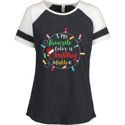 Funny My Favorite Color Is Christmas Lights Enza Ladies Jersey Colorblock Tee