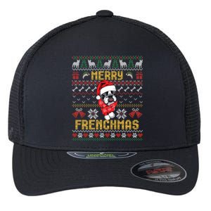 Funny Merry Frenchmas French Bulldog Christmas Ugly Sweater Meaningful Gift Flexfit Unipanel Trucker Cap