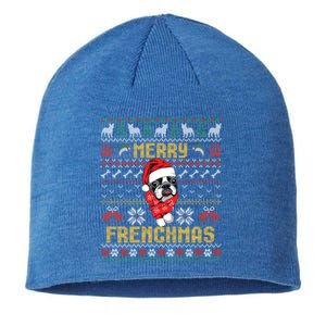 Funny Merry Frenchmas French Bulldog Christmas Ugly Sweater Meaningful Gift Sustainable Beanie