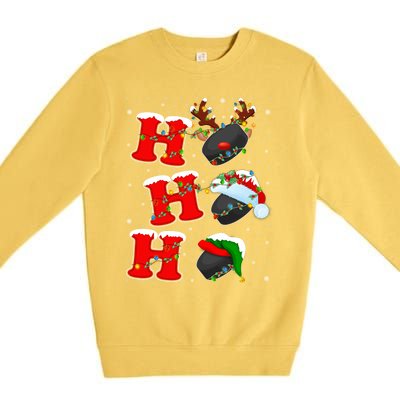 Funny Matching Family Santa Ho Ho Ho Ice Hockey Christmas Gift Premium Crewneck Sweatshirt