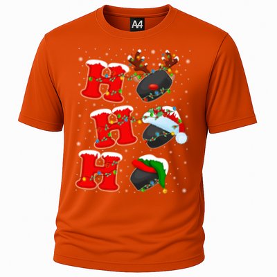 Funny Matching Family Santa Ho Ho Ho Ice Hockey Christmas Gift Cooling Performance Crew T-Shirt