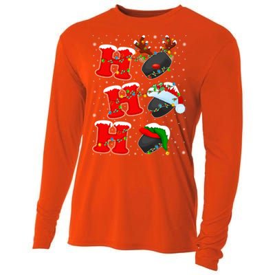 Funny Matching Family Santa Ho Ho Ho Ice Hockey Christmas Gift Cooling Performance Long Sleeve Crew