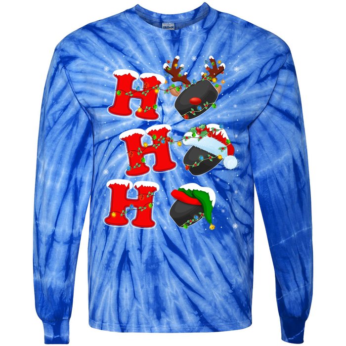 Funny Matching Family Santa Ho Ho Ho Ice Hockey Christmas Gift Tie-Dye Long Sleeve Shirt