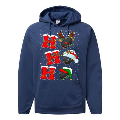 Funny Matching Family Santa Ho Ho Ho Ice Hockey Christmas Gift Performance Fleece Hoodie