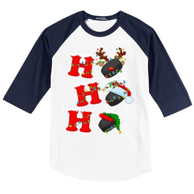 Funny Matching Family Santa Ho Ho Ho Ice Hockey Christmas Gift Baseball Sleeve Shirt