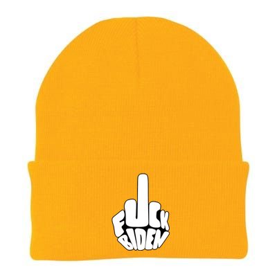 Funny Middle Finger Fuck Biden Anti Joe Biden Knit Cap Winter Beanie