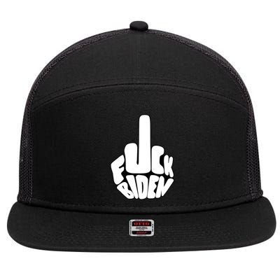 Funny Middle Finger Fuck Biden Anti Joe Biden 7 Panel Mesh Trucker Snapback Hat