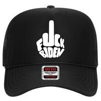 Funny Middle Finger Fuck Biden Anti Joe Biden High Crown Mesh Back Trucker Hat