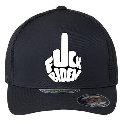 Funny Middle Finger Fuck Biden Anti Joe Biden Flexfit Unipanel Trucker Cap