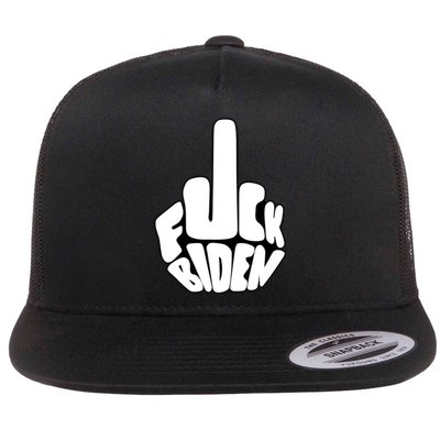 Funny Middle Finger Fuck Biden Anti Joe Biden Flat Bill Trucker Hat