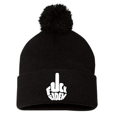 Funny Middle Finger Fuck Biden Anti Joe Biden Pom Pom 12in Knit Beanie