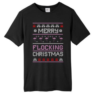 Flamingo Merry Flocking Christmas Funny Xmas Pajama Cool Gift Tall Fusion ChromaSoft Performance T-Shirt