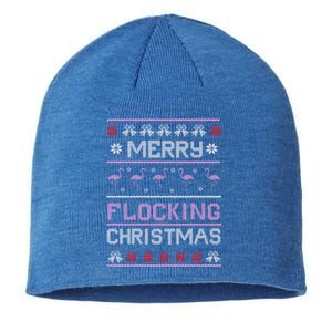 Flamingo Merry Flocking Christmas Funny Xmas Pajama Cool Gift Sustainable Beanie