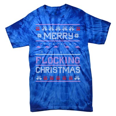 Flamingo Merry Flocking Christmas Funny Xmas Pajama Cool Gift Tie-Dye T-Shirt