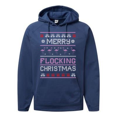 Flamingo Merry Flocking Christmas Funny Xmas Pajama Cool Gift Performance Fleece Hoodie