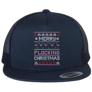 Flamingo Merry Flocking Christmas Funny Xmas Pajama Cool Gift Flat Bill Trucker Hat