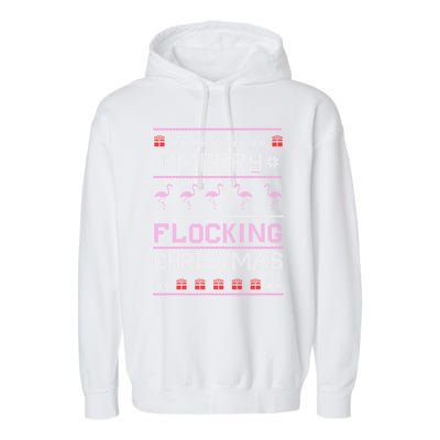 Flamingo Merry Flocking Christmas Funny Xmas Pajama Cool Gift Garment-Dyed Fleece Hoodie