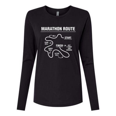 Funny Marathon Womens Cotton Relaxed Long Sleeve T-Shirt